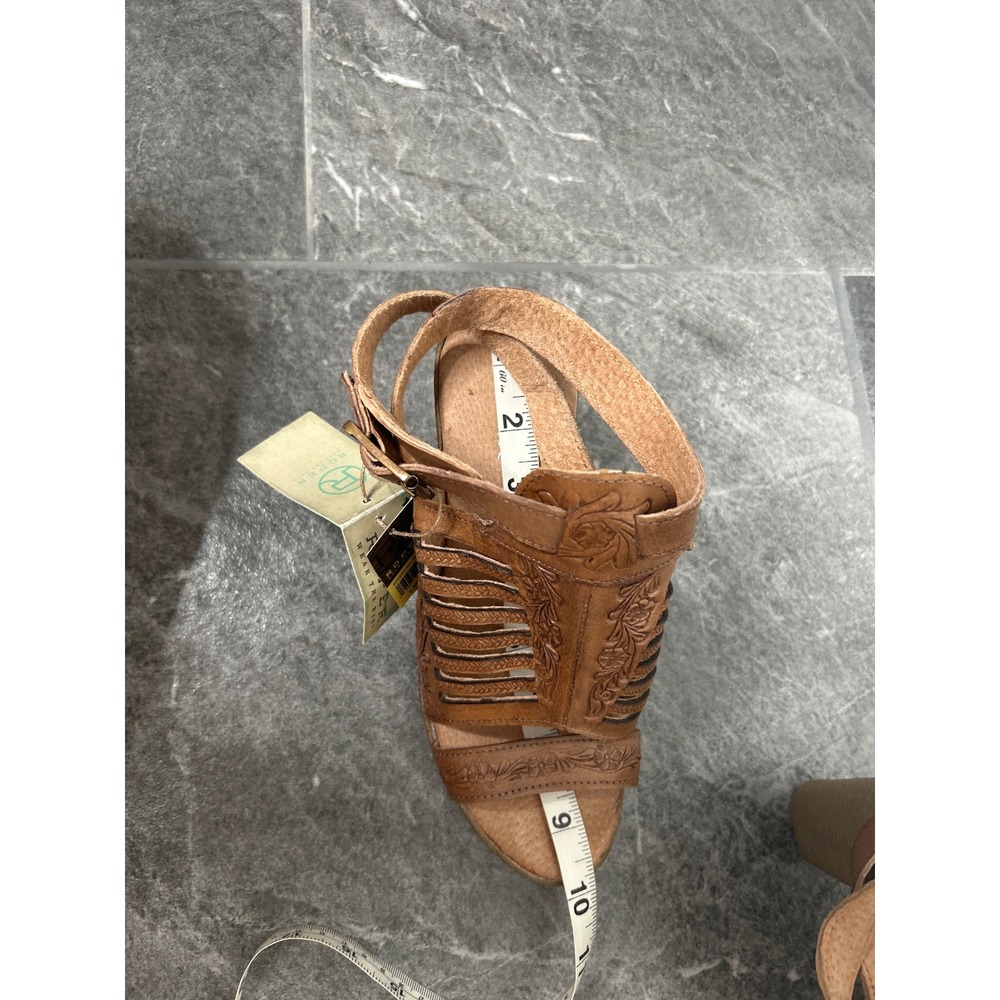 NWT Roper Mika lll Leather Open Toe Cognac Heel Strappy Sandal Size 8 Western - Picture 11 of 14